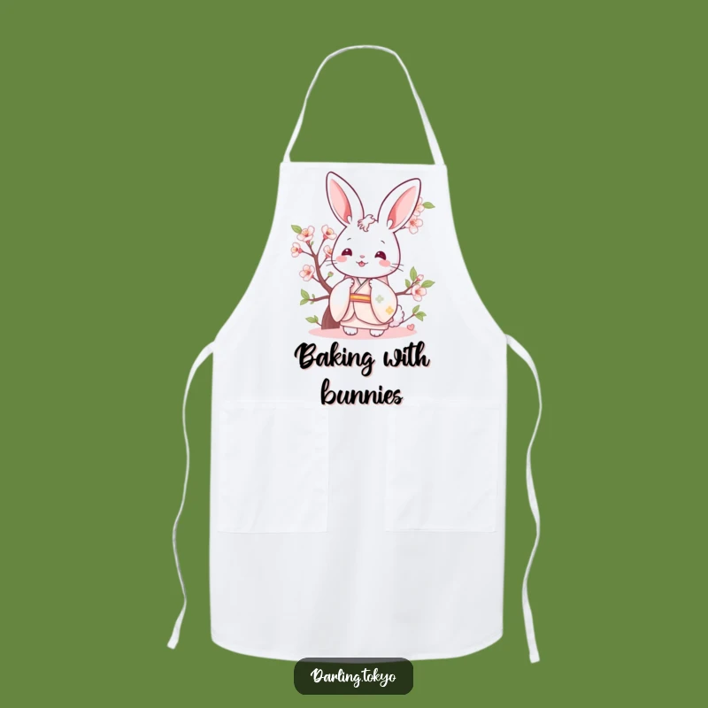 Funny Bunny Kimono Apron: Kitchen Pastel Peek, Cute Spring Chef's Gear