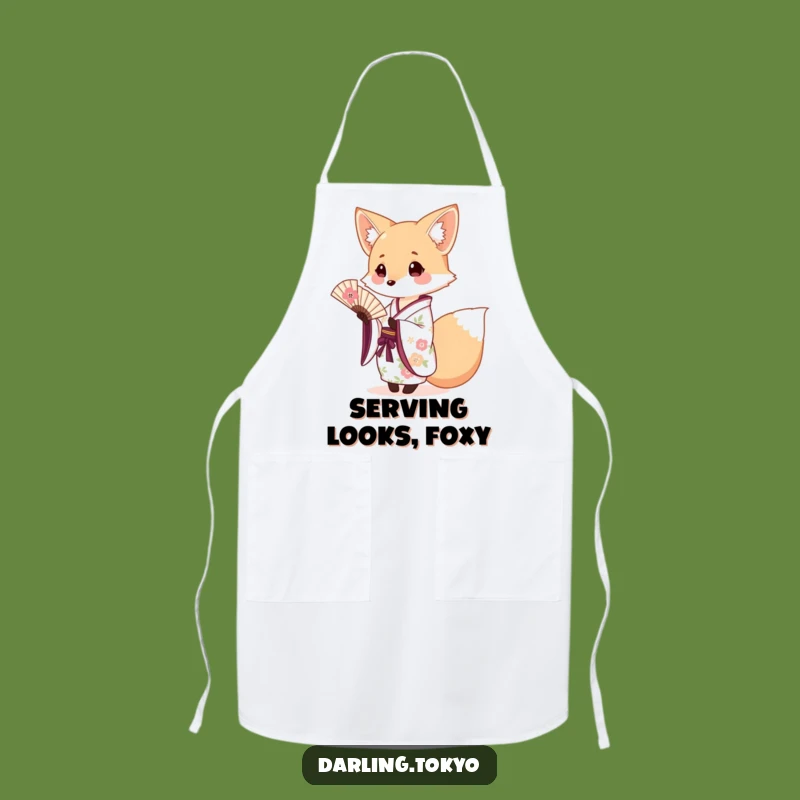 Funny Fox Kimono Apron: Kitchen Floral Offer, Cute Animal Chef's Funny Gear