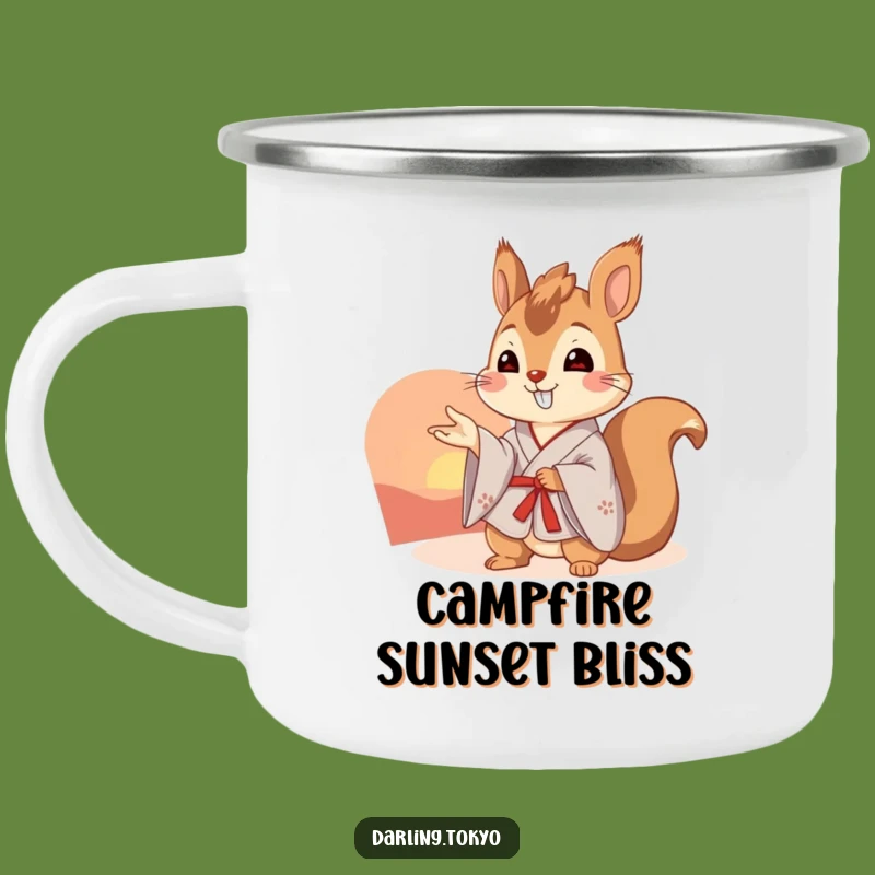 Funny Squirrel Kimono Camping Mug: Sunset Adventure Gift