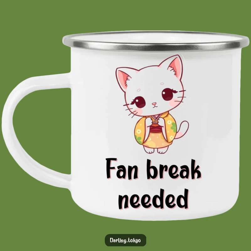 Funny Cat Kimono Camping Mug: Rugged Peek-a-Boo Character, Outdoor Gift
