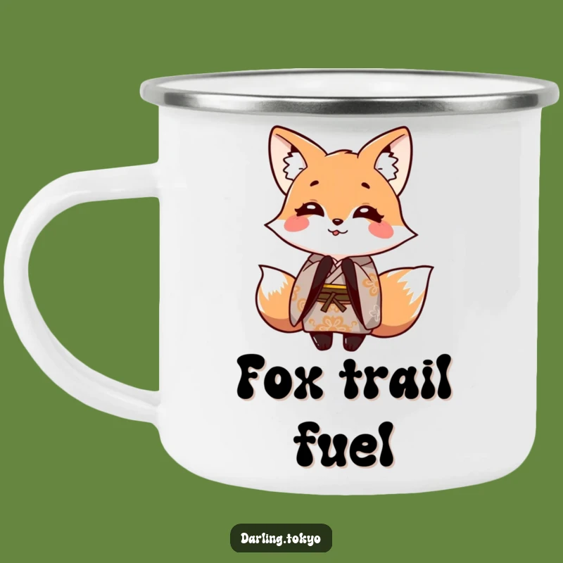Funny Fox Kimono Camping Mug: Rugged Bowing Character, Ideal Outdoor Gift