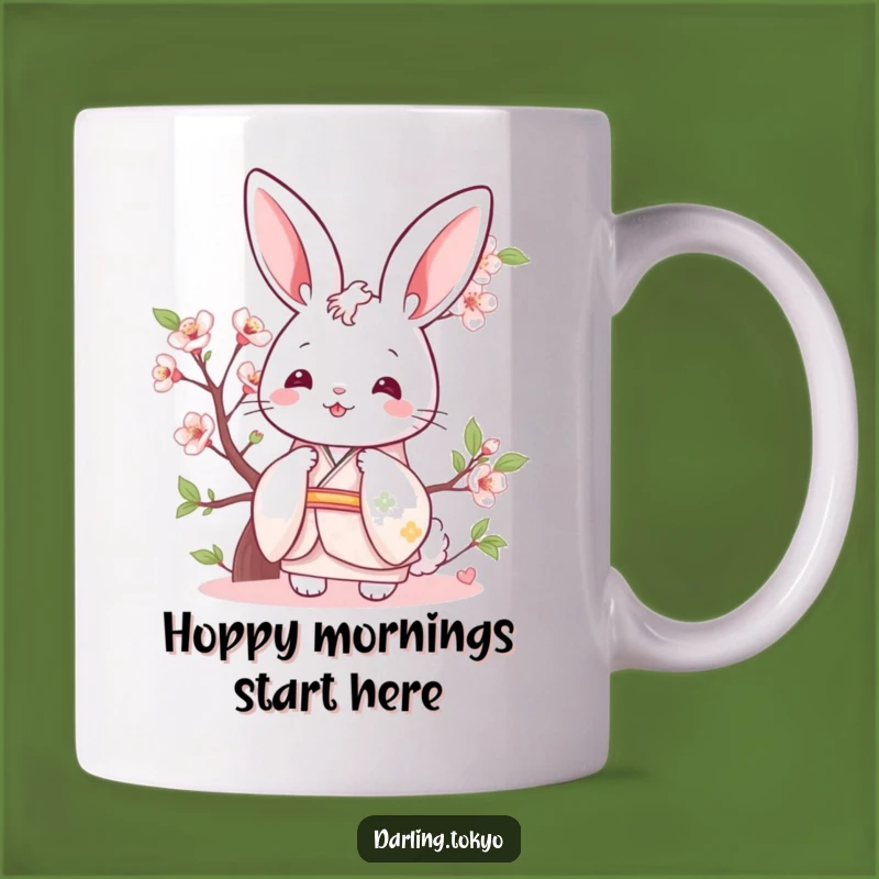 Funny Bunny Kimono Mug: Playful Pastel Peek, Perfect Spring Animal Gift