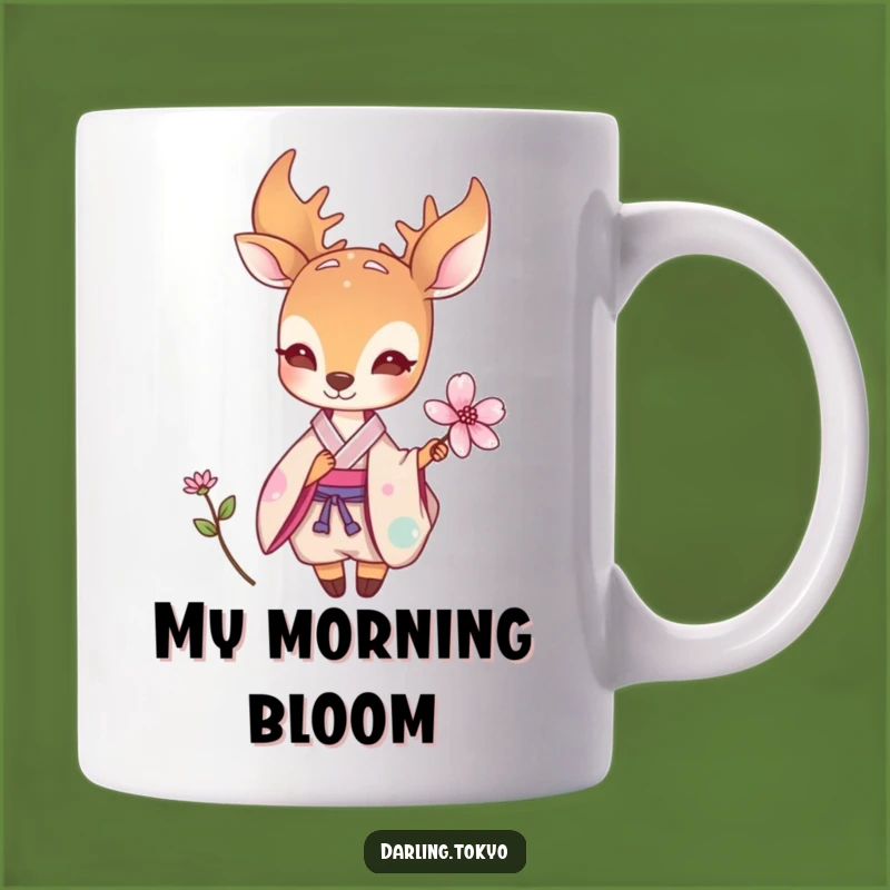 Funny Deer Kimono Flower Mug - Elegant Cute Animal Gift