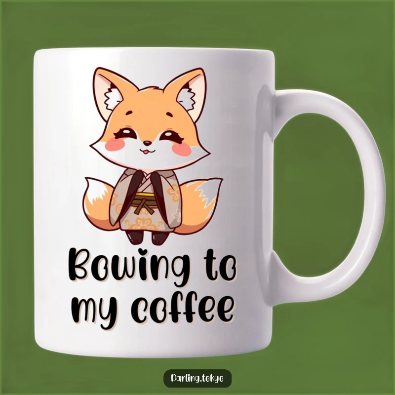 Funny Fox Kimono Bow Mug: Adorable Character Gift for Kimono Lovers