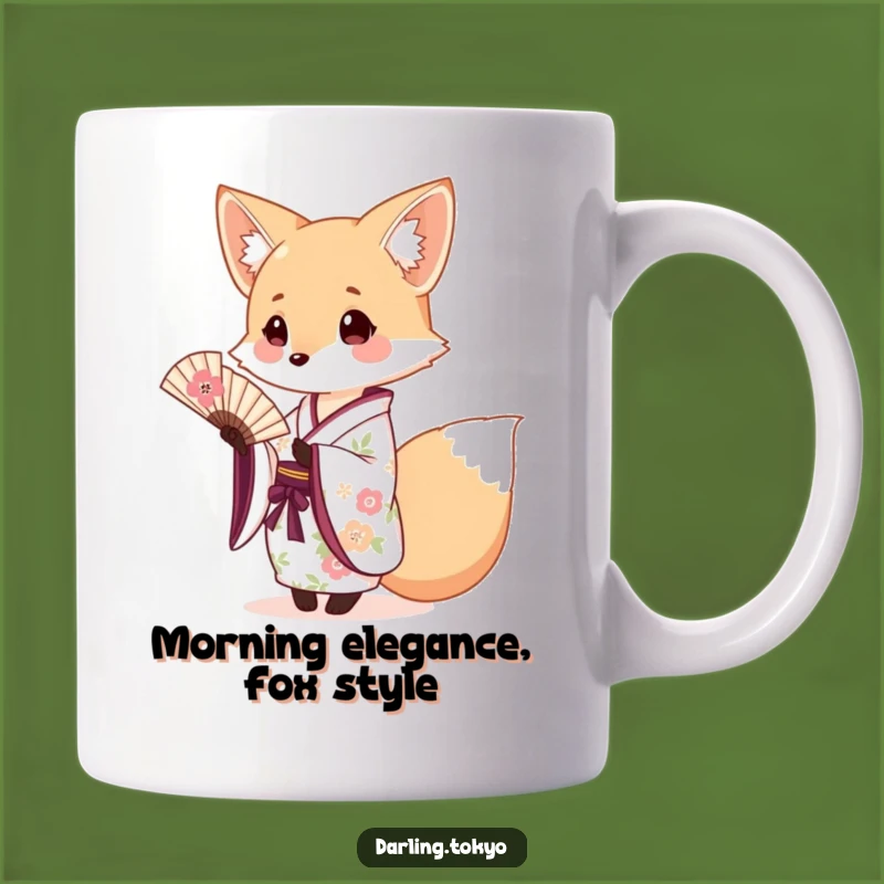 Funny Fox Kimono Mug: Graceful Floral Offer, Perfect Cute Animal Gift
