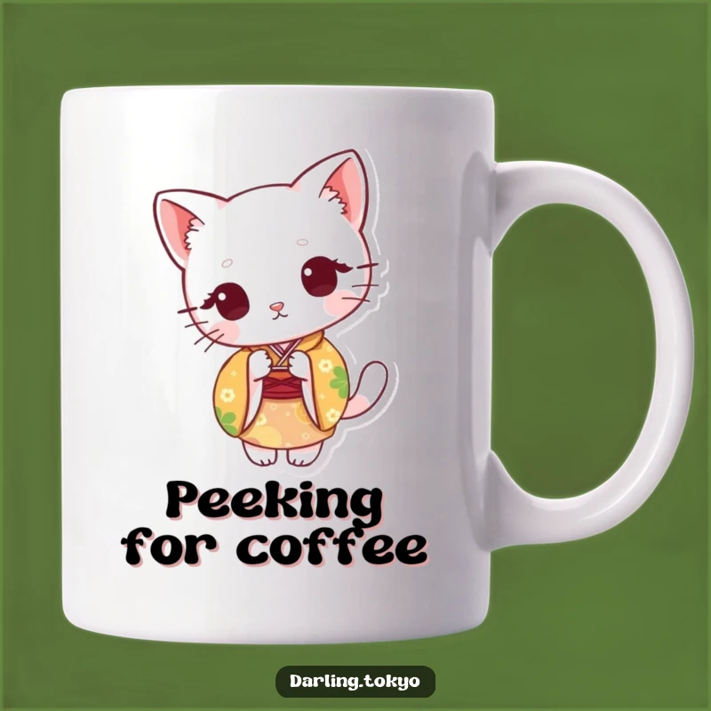 Funny Cat Kimono Mug: Peek-a-Boo Character Gift, Adorable Funny Gift