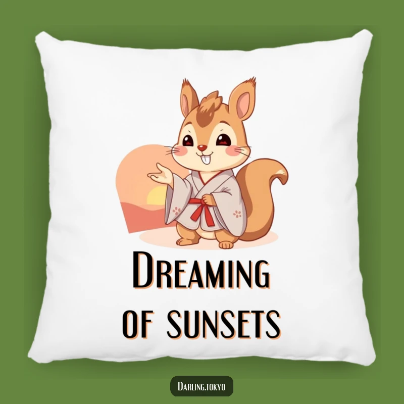 Funny Squirrel Kimono Pillow: Sunset Comfort Accent Gift