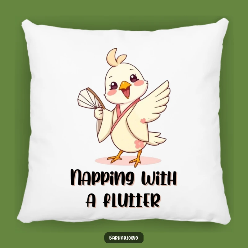 Funny Bird Kimono Fan Pillow - Cozy Playful Accent