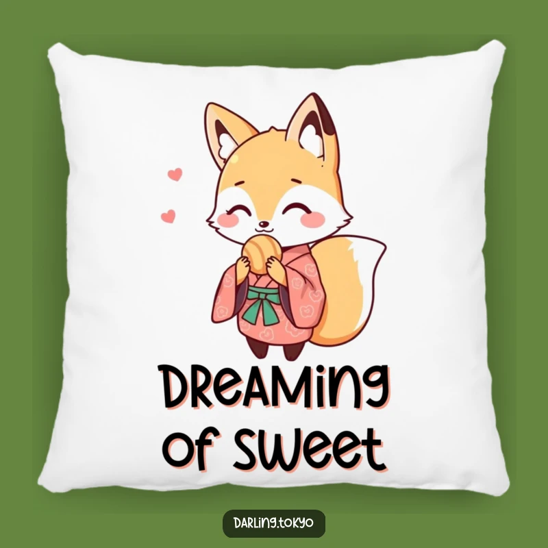 Funny Cute Fox Kimono Sweet Treat Pillow - Cozy Cute Animal Accent