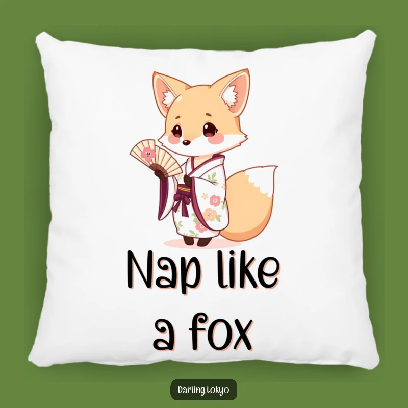 Funny Fox Kimono Pillow: Cozy Floral Offer, Adorable Cute Animal Accent Cushion