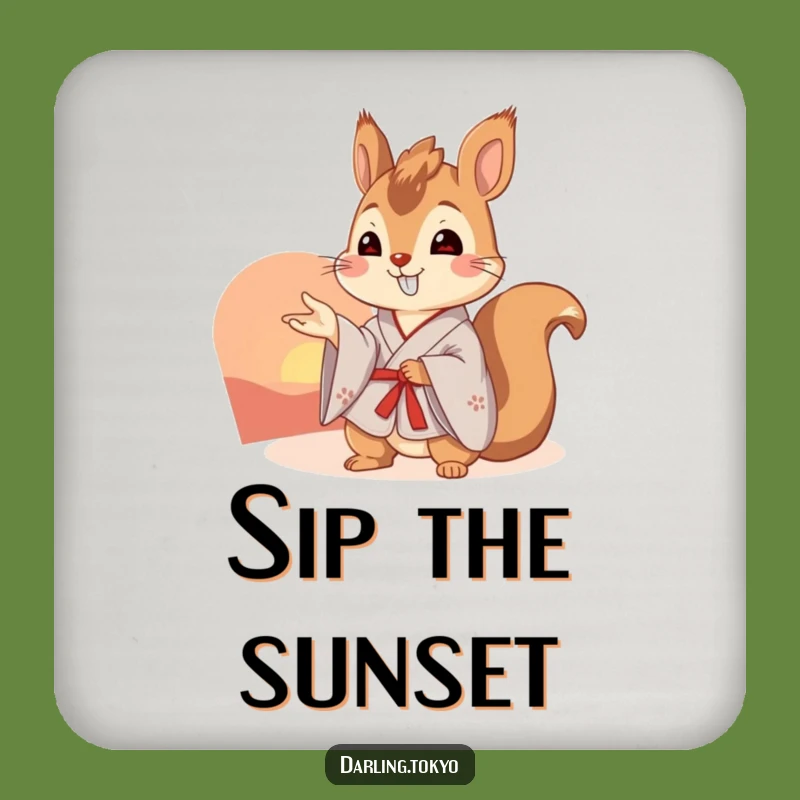Funny Squirrel Kimono Coaster: Sunset Drink Protector Gift