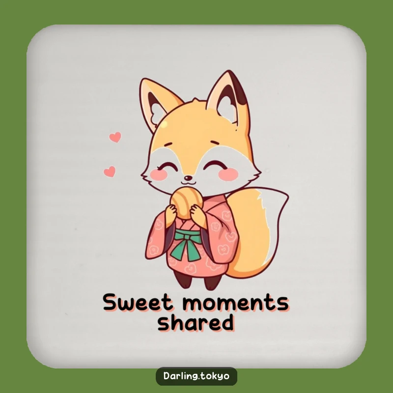 Funny Cute Fox Kimono Sweet Treat Coaster - Adorable Drink Protector