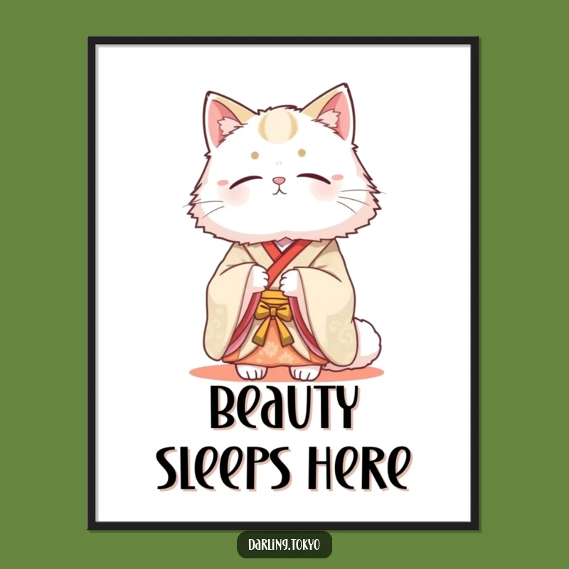 Funny Cat Kimono Serene Wall Art - Beautiful Feline Poster