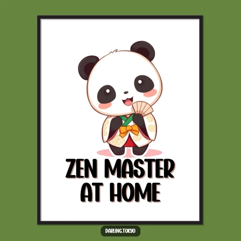 Funny Panda Kimono Poster: Festive Fan Joy, Charming Happy Animal Art