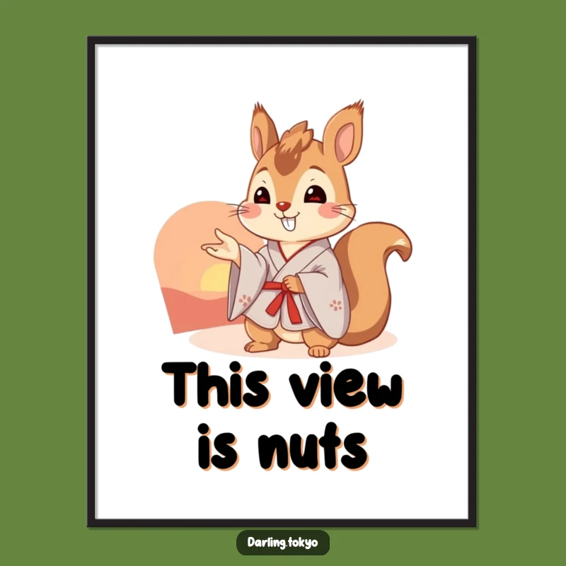Funny Squirrel Kimono Poster: Sunset View Wall Art Gift