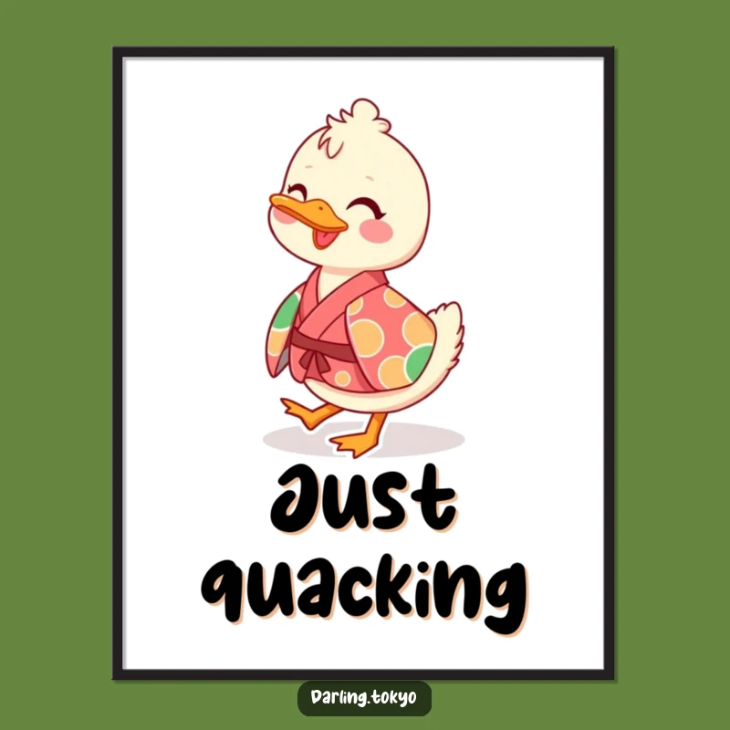 Funny Duck Kimono Poster: Cheerful Waddling Art Print, Whimsical Decor Gift