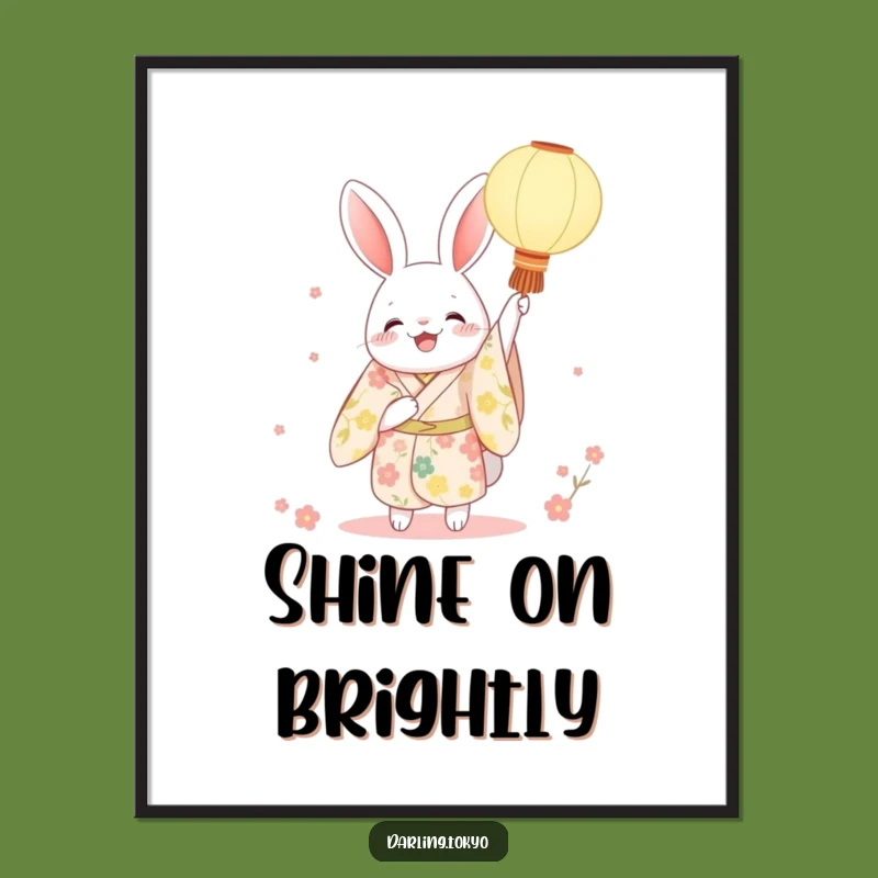 Funny Rabbit Kimono Poster - Festive Wall Art for Joyful Spaces