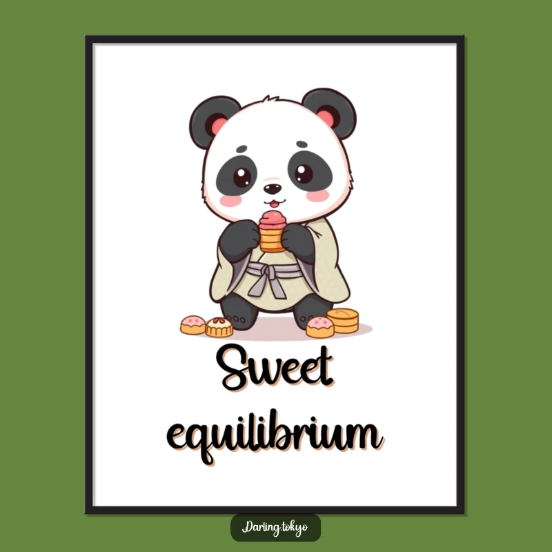 Funny Panda Kimono Poster: Sweet Balance Wall Art Gift
