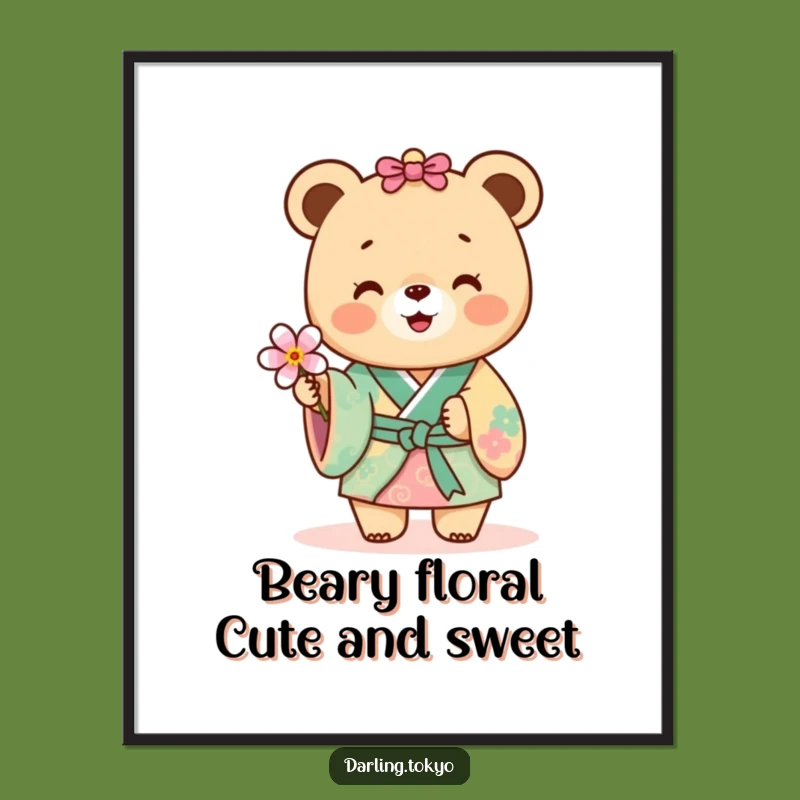 Free Printable Bear Art - Colorful Kimono Bear Wall Decor