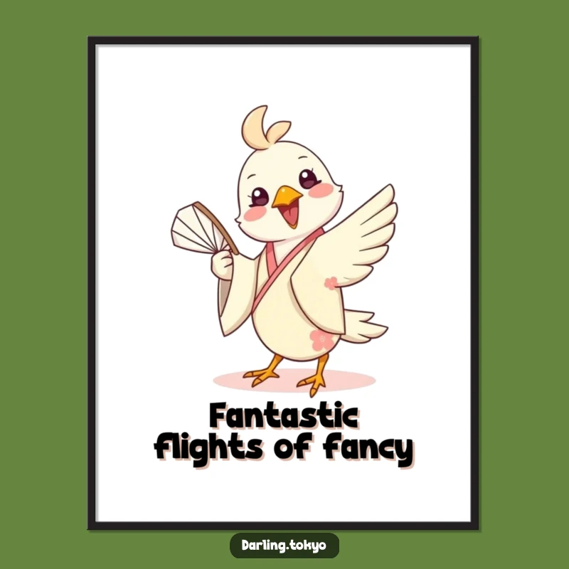 Free Printable Bird Art: Kimono Bird Fan Dance Funny Downloadable Wall Decor