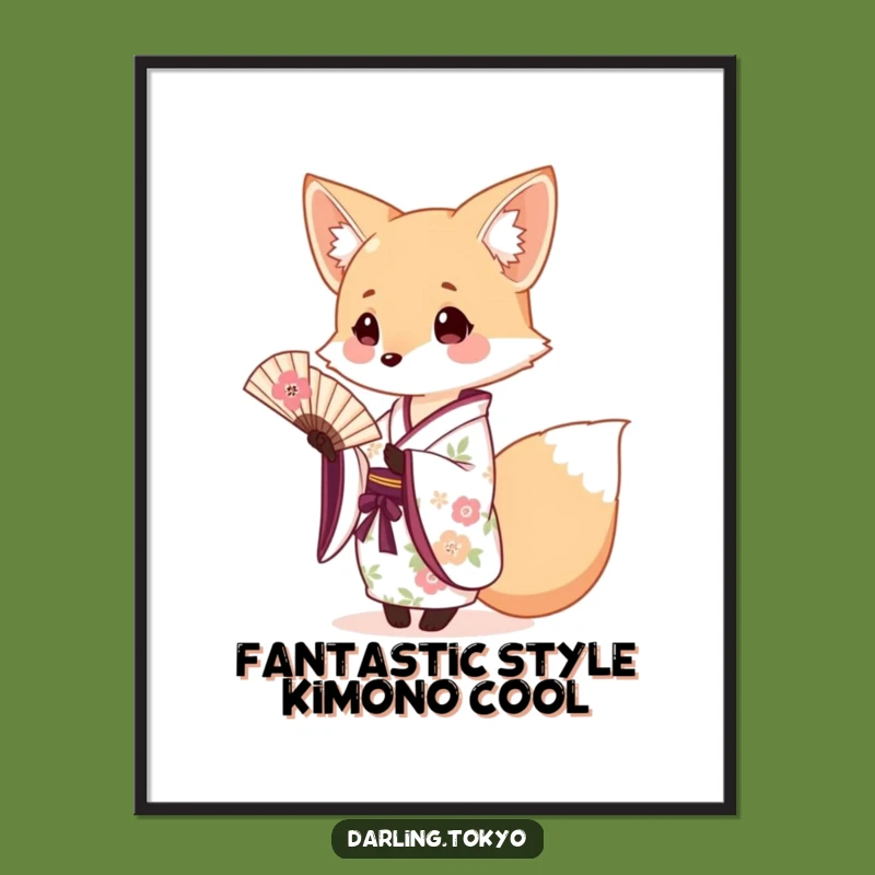 Free Printable Funny Fox Art - Cute Kimono Fox Wall Decor