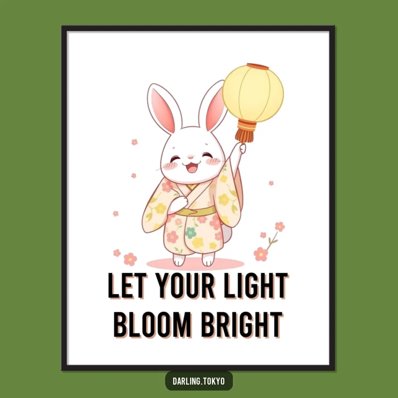 Free Printable Rabbit Art: Floral Kimono Lantern, Funny Downloadable Decor Gift