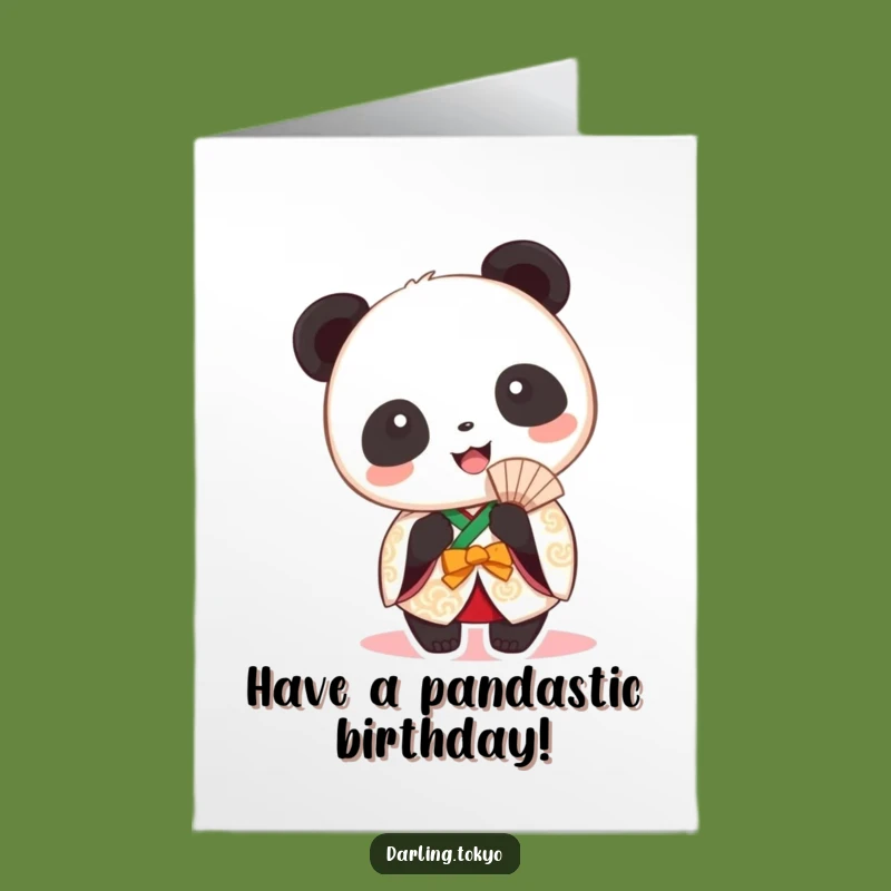 Free Printable Panda Birthday Card - Festive Kimono Panda DIY Gift