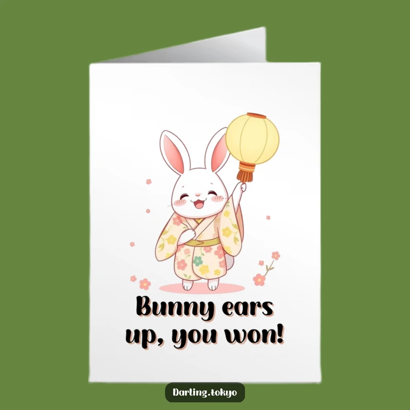 Free Printable Rabbit Congrats Card: Floral Kimono Lantern, Humorous Downloadable Gift