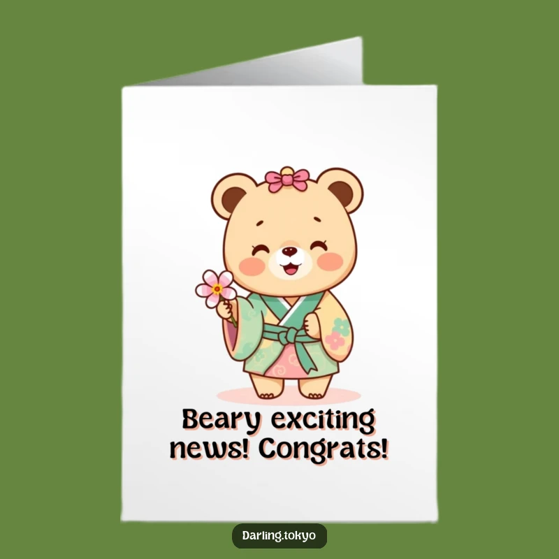 Free Printable Bear Congrats Card - Kimono Bear Downloadable