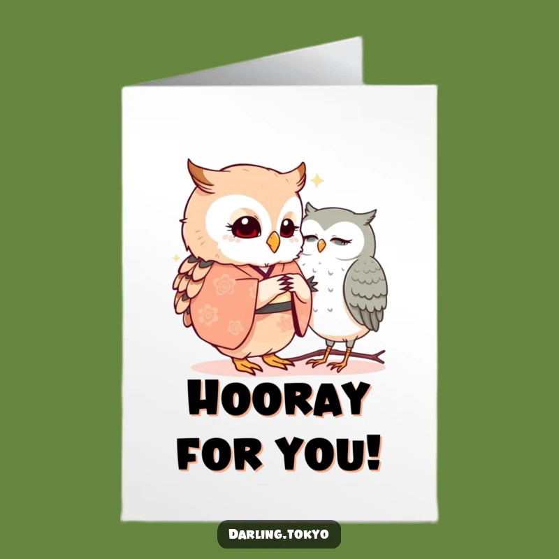 Free Printable Owl Kimono Congrats Card: Secretive Cheers for Your Big Win!
