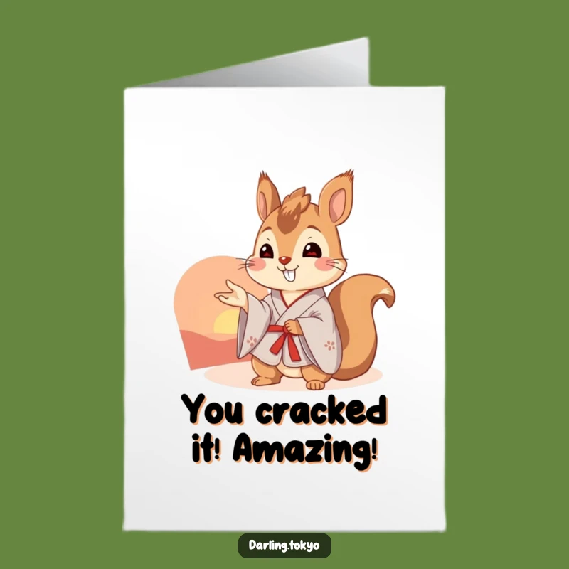 Free Printable Squirrel Kimono Congrats Card: Sunset Views for Your Achievements
