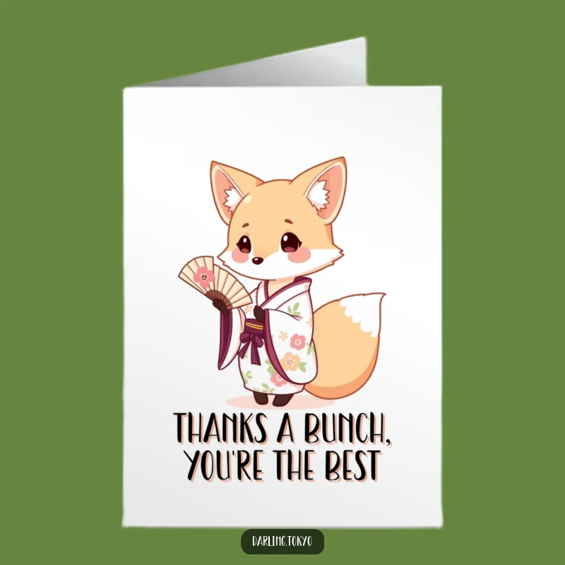 Free Printable Fox Kimono Thank You Card - Cute DIY Downloadable