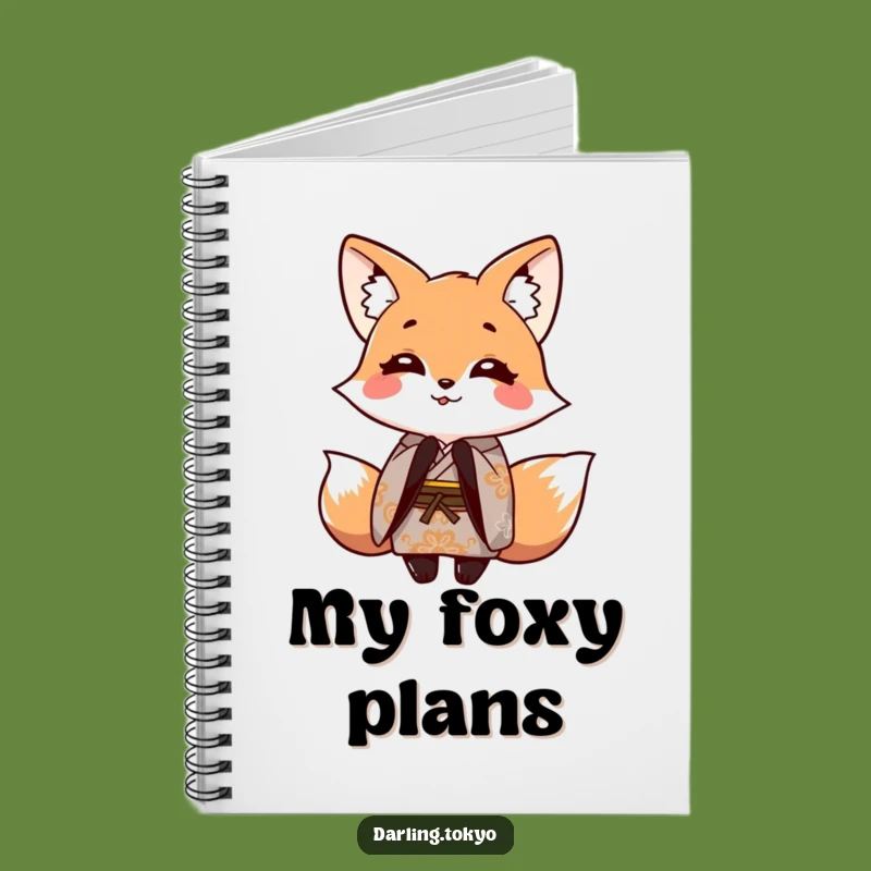 Funny Fox Kimono Notebook: Cute Bowing Character Journal, Perfect Gift