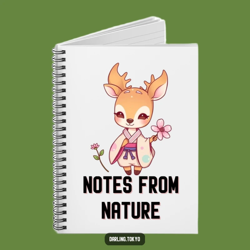 Funny Deer Kimono Flower Notebook - Journaling Gift for Nature Lovers