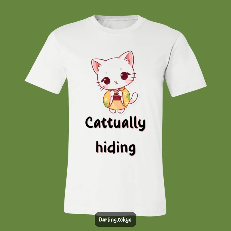 Funny Cat Kimono T-Shirt: Mysterious Peek-a-Boo Character Tee, Great Gift