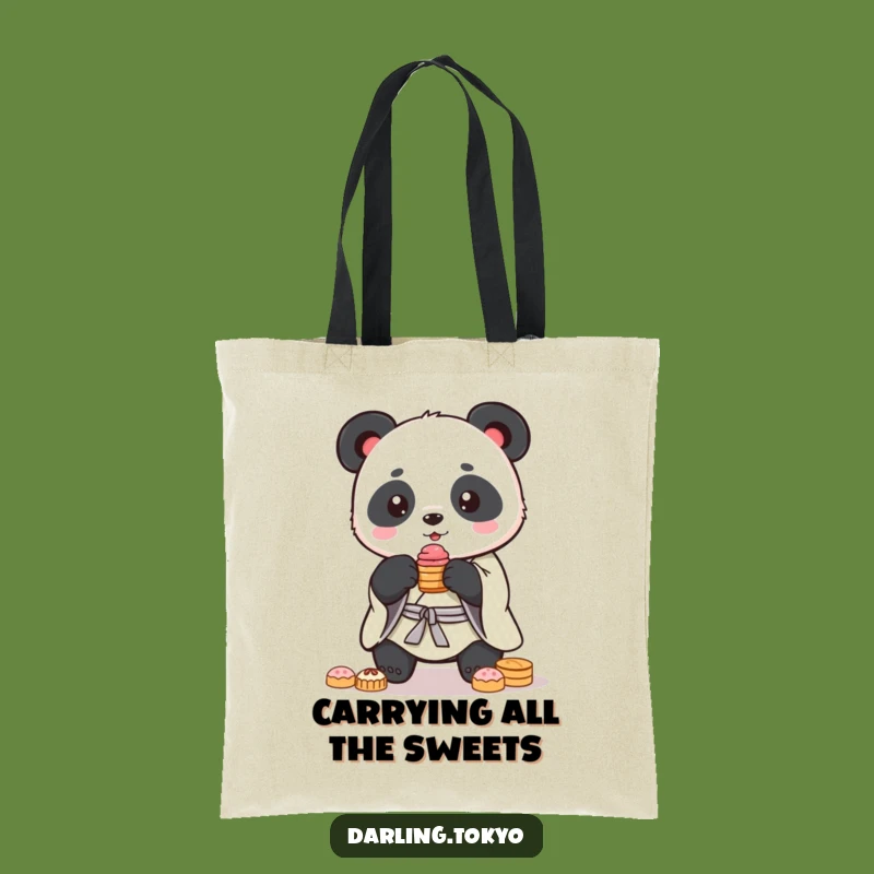 Funny Panda Kimono Tote Bag: Sweet Treat Carryall Gift