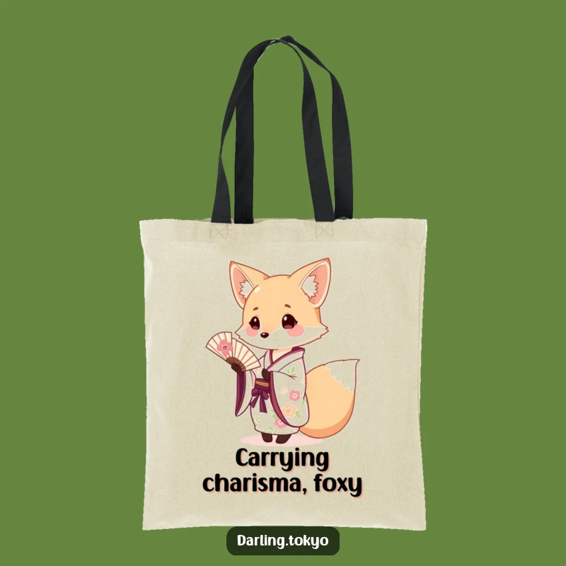 Funny Fox Kimono Tote: Chic Floral Offer, Practical Cute Animal Carryall Bag